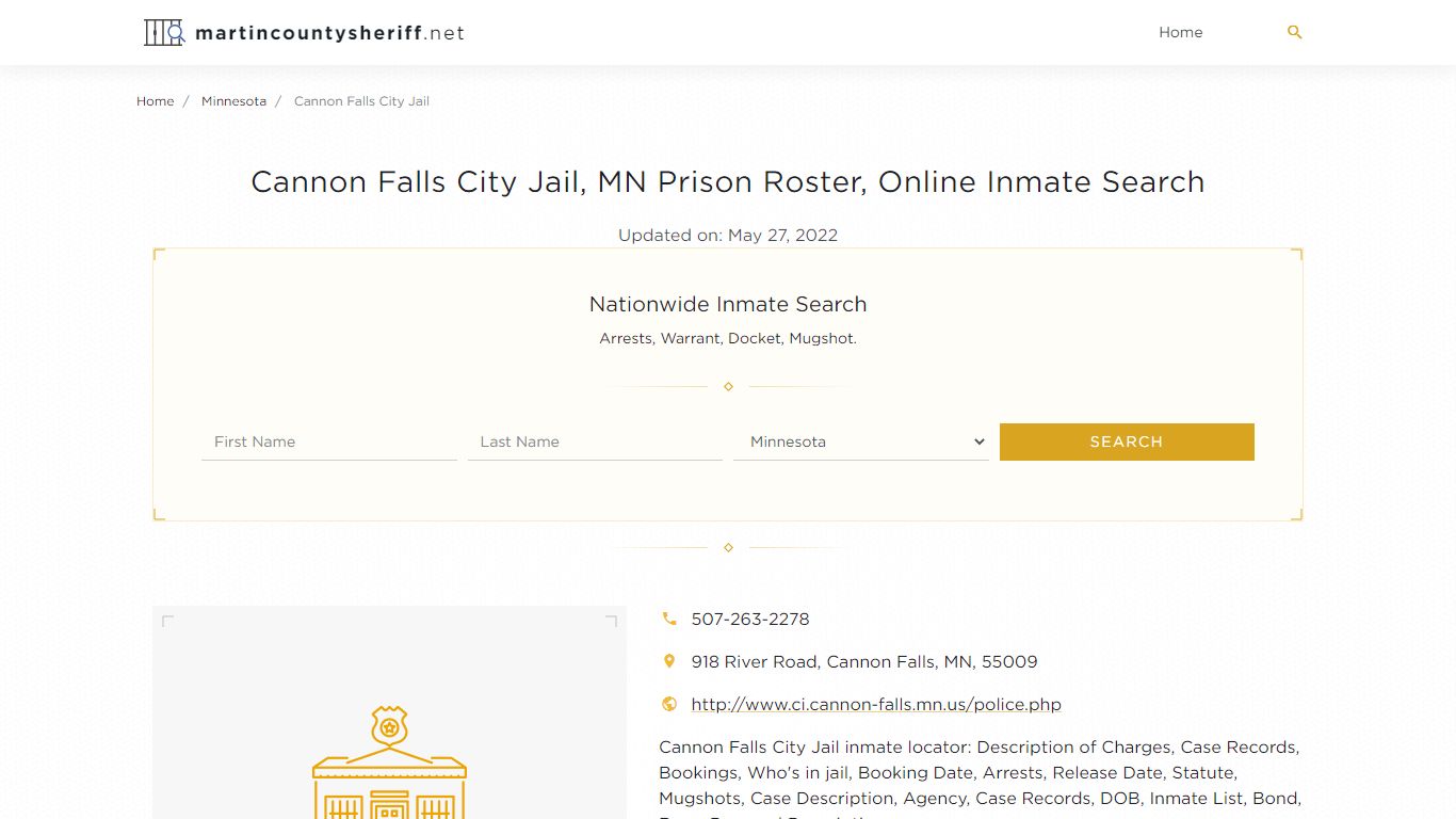 Cannon Falls City Jail, MN Prison Roster, Online Inmate ...